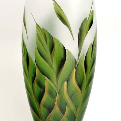 Florero de Vidrio Pintado a Mano para Flores | Jarrón tropical de cristal de arte pintado | Diseño de interiores Decoración de la habitación del hogar | Florero de mesa ovalado 12 pulgadas | 7518/300/sh124.1