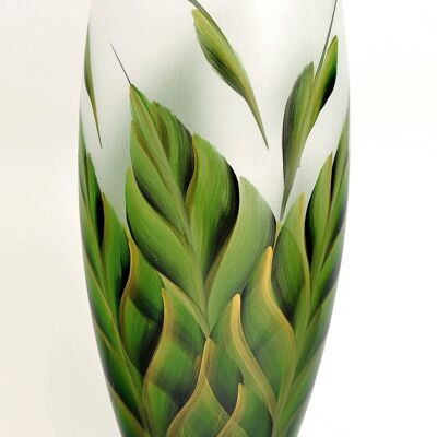 Handbemalte Glasvase für Blumen | Bemalte Kunstglas-Tropenvase | Innenarchitektur Home Room Decor | Ovale Tischvase 12 Zoll | 7518/300/sh124.1