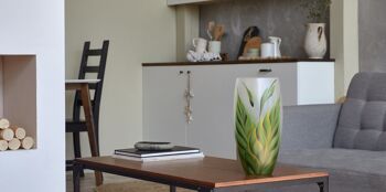 Vase en verre peint à la main pour fleurs | Vase tropical en verre d'art peint | Design d'intérieur Home Room Decor | Vase de table ovale 12 pouces | 7518/300/sh124.1 4