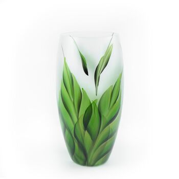 Vase en verre peint à la main pour fleurs | Vase tropical en verre d'art peint | Design d'intérieur Home Room Decor | Vase de table ovale 12 pouces | 7518/300/sh124.1 5