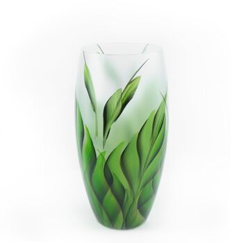 Vase en verre peint à la main pour fleurs | Vase tropical en verre d'art peint | Design d'intérieur Home Room Decor | Vase de table ovale 12 pouces | 7518/300/sh124.1 7