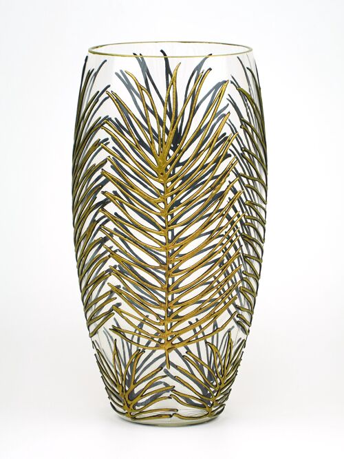 Handpainted Glass Vase for Flowers | Art Tropical Oval Vase | Interior Design Home Room Decor | 7518/300/sh142
