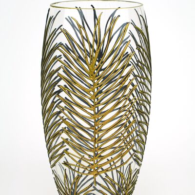Vaso per fiori in vetro dipinto a mano | Vaso ovale Art Tropical | Arredamento per la casa di design d'interni | 7518/300/sh142
