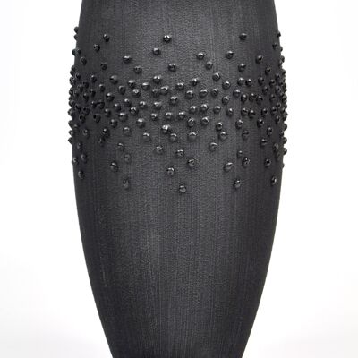 Handpainted Black Glass Vase | Painted Art Glass Oval Vase | Interior Design Home Room Decor | Table vase 12 inch | 7518/300/sh150.4