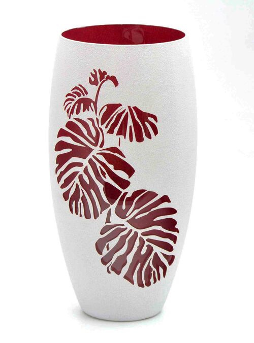 Burgundy Interior | Art decorated vase | Handmade Glass Oval Vase | Home Design | Room Decor | Table vase 12 inch | 7518/300/sh160.1