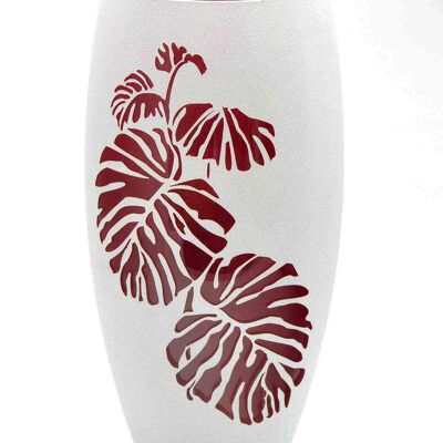 Burgunder Interieur | Kunstverzierte Vase | Handgefertigte ovale Glasvase | Wohndesign | Zimmerdekoration | Tischvase 12 Zoll | 7518/300/sh160.1