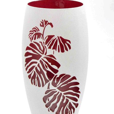 Burgunder Interieur | Kunstverzierte Vase | Handgefertigte ovale Glasvase | Wohndesign | Zimmerdekoration | Tischvase 12 Zoll | 7518/300/sh160.1