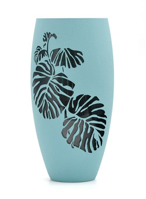 Sky Blue Interior | Art decorated vase | Handmade Glass Oval Vase | Home Design | Room Decor | Table vase 12 inch | 7518/300/sh160.2