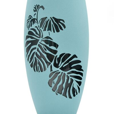 Intérieur bleu ciel | Vase décoré d'art | Vase ovale en verre fait à la main | Conception de maison | Décor de chambre | Vase de table 12 pouces | 7518/300/sh160.2
