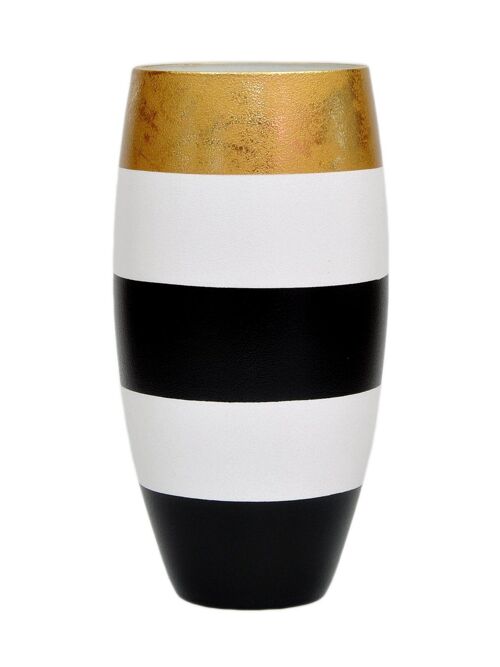 Gold Black White Handpainted Glass Vase for Flowers | Painted Art Glass Oval Vase | Interior Design Home Decor | Table vase 12 inch | 7518/300/sh179