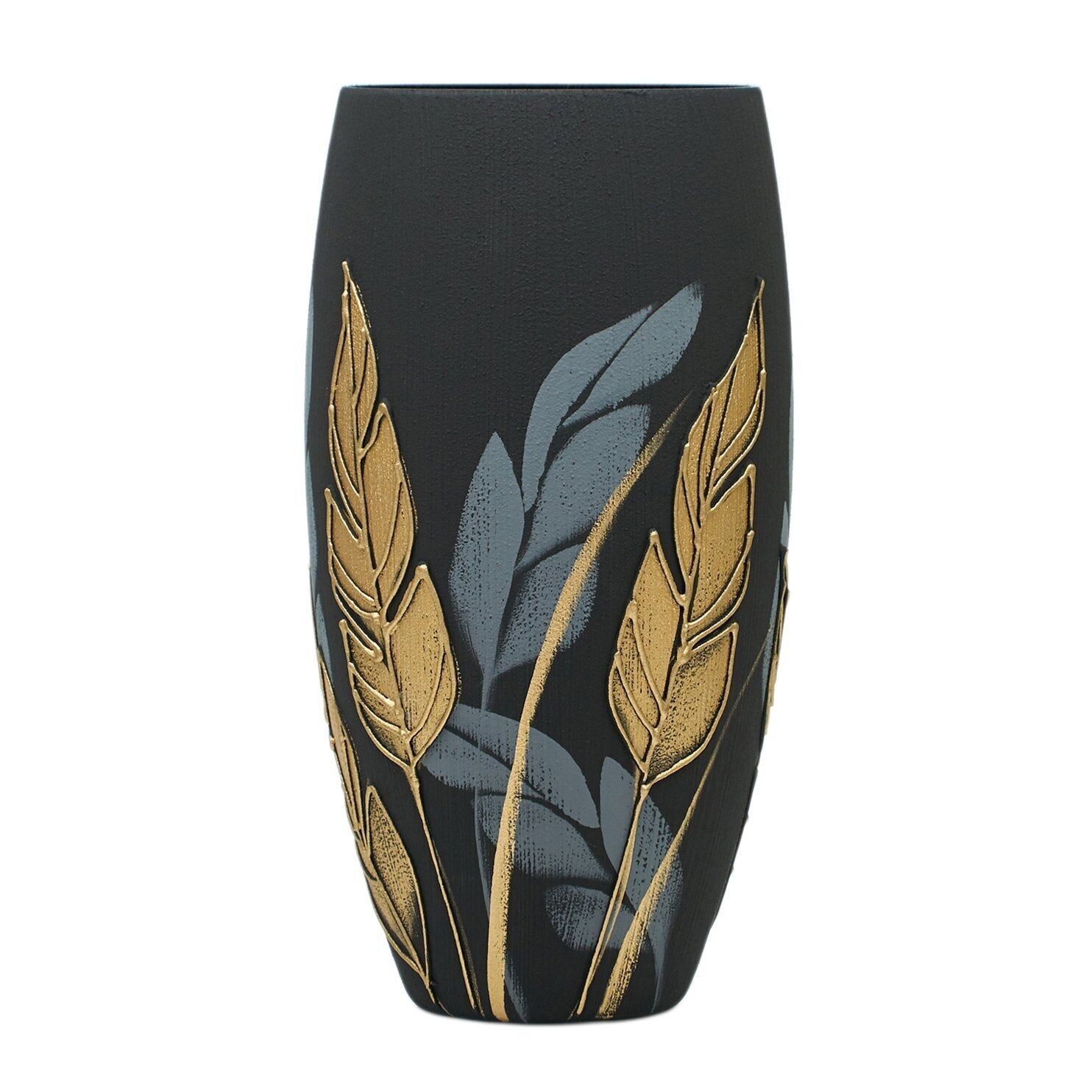 Vaso per fiori in vetro dipinto a mano | Vaso ovale in vetro dipinto d'arte | Arredamento per la casa della natura | Vaso da tavolo 12 pollici | 7518/300/sh196