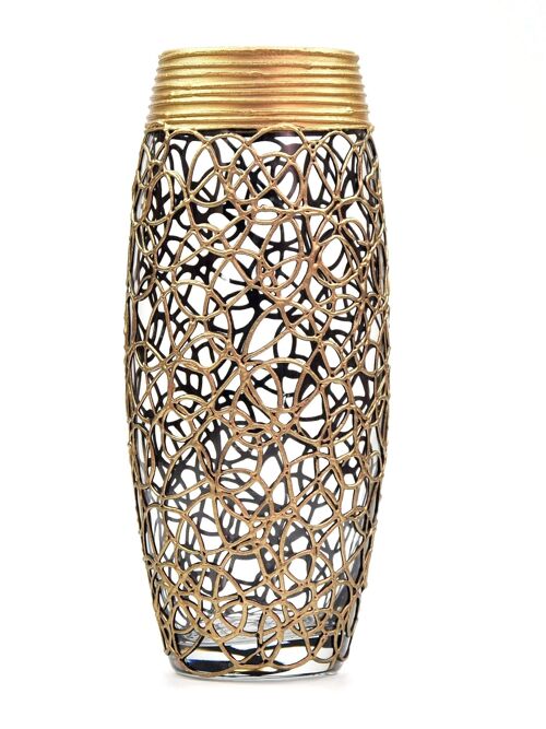 Handpainted Glass Vase | Gold Infinity Art | Interior Design Home Decor | Table vase | 7736/250/888