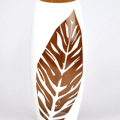 Weiß lackierte ovale Kunstglasvase für Blumen | Innenarchitektur | Wohnkultur | Tischvase 10 Zoll | 7736/250/sh115