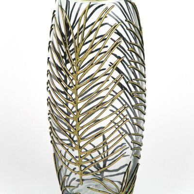 Vaso ovale in vetro dipinto tropicale per fiori | Design d'interni | Decorazioni per la casa | Vaso da tavola | 7736/250/sh142