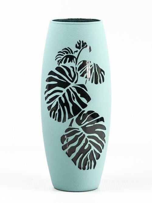 Blue Tropical Painted Art Glass Oval Vase for Flowers | Interior Design | Home Decor | Table vase | 7736/250/sh160.2