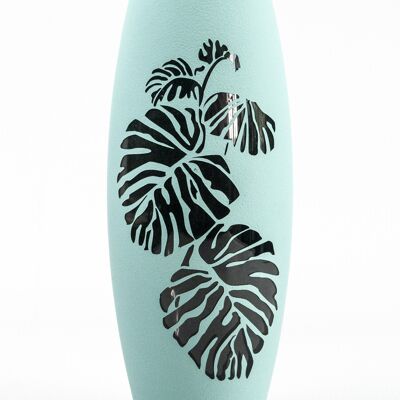 Vase ovale en verre d'art peint tropical bleu pour fleurs | Design d'intérieur | Décoration d'intérieur | Vase de table | 7736/250/sh160.2