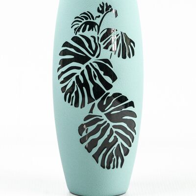 Blaue tropische bemalte Kunstglas-Ovalvase für Blumen | Innenarchitektur | Wohnkultur | Tischvase | 7736/250/sh160.2