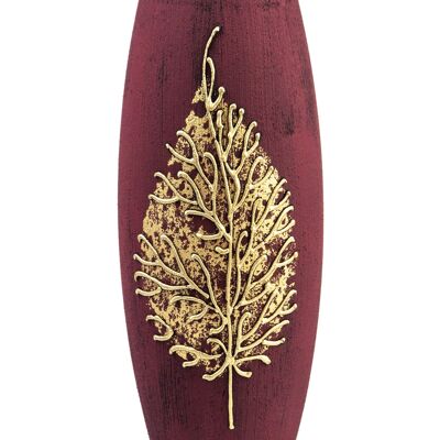 Gold on Burgundy Handpainted Art Glass Oval Vase for Flowers | Interior Design | Home Decor | Table vase | 7736/250/sh161.6