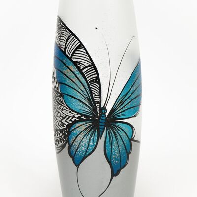 Handbemalte Glasvase für Blumen | Ovale Schmetterlingsvase | Innenarchitektur Wohnkultur | Tischvase | 7736/300/sh227
