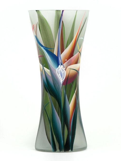 Handpainted Glass Vase for Flowers | Strelitzia Art | Home Room Decor | Table vase | 7756/300/sh119