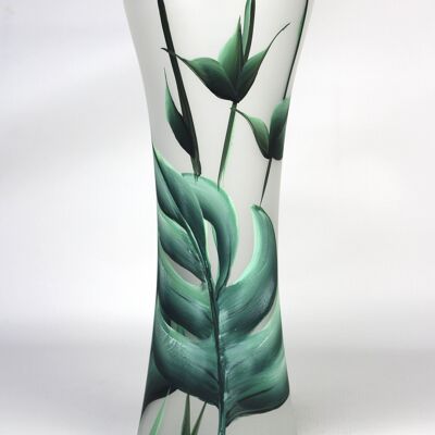 florero de vidrio decorativo de arte verde de piso 7756/360/sh338