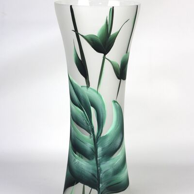 florero de vidrio decorativo de arte verde de piso 7756/360/sh338
