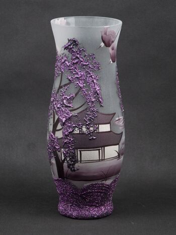 Vase en verre peint à la main Pichet chinois | Vase classique en verre d'art peint | Design d'intérieur Home Room Decor | Vase de table 12 pouces | 8290/300/855 3