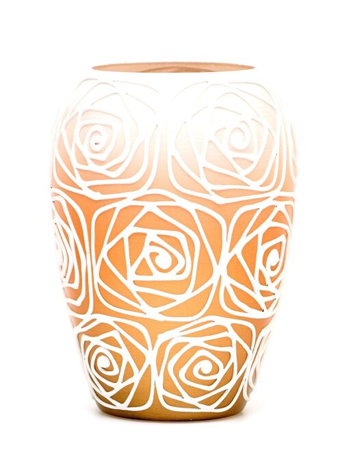 Handpainted Glass Orange Art Bud Vase | Interior Design Home Room Decor | Table vase 8 inch | 9381/200/sh120.1