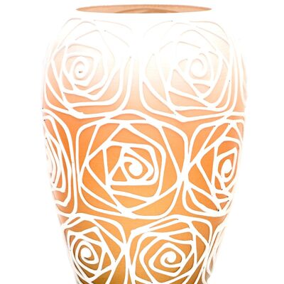 Vaso in vetro arancione Art Bud dipinto a mano | Arredamento per la casa di design d'interni | Vaso da tavolo 8 pollici | 9381/200/sh120.1