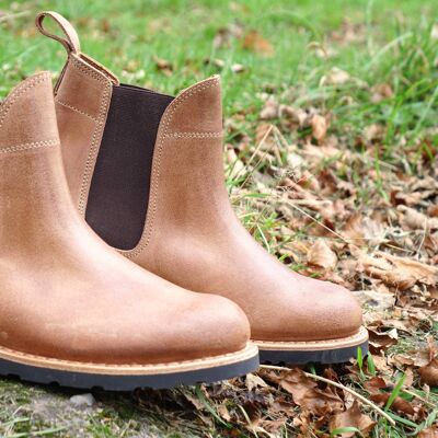 Alps Leather Chelsea Boots - Natural