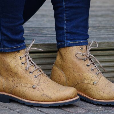 Everest Cork Lace-Up Boots- Yellow