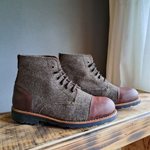 Kamet Burel & leather Cap Toe Lace-Up Boots