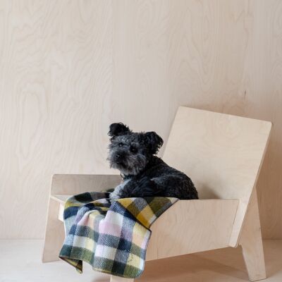 Recycled Wool Small Pet Blanket in Willow Herringbone Check