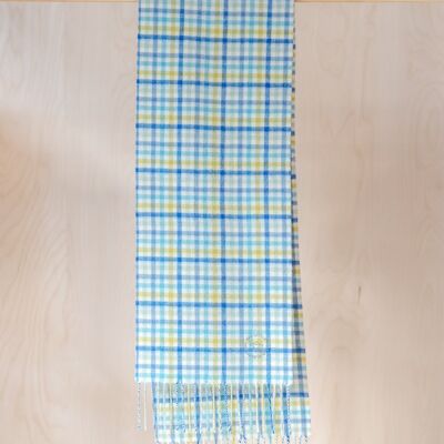 Lambswool Kids Scarf in Seaside Gingham