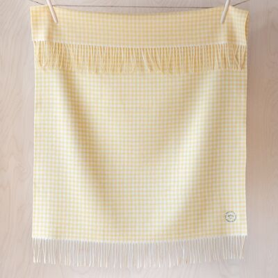 Super Soft Lambswool Baby Blanket in Yellow Nursery Gingham