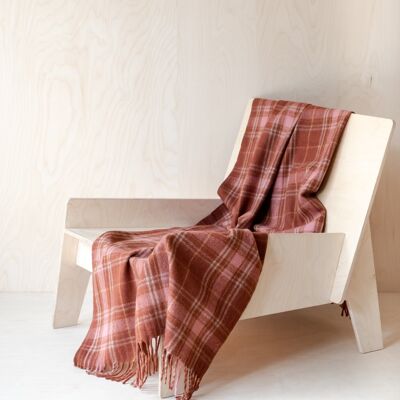 Recycled Wool Knee Blanket in Walnut Shadow Check