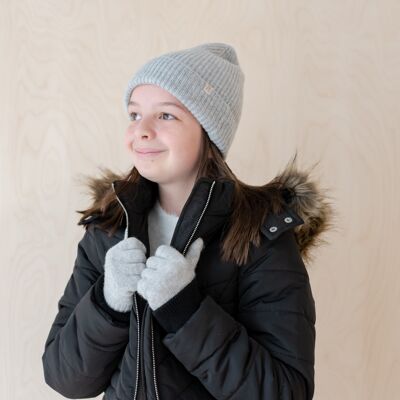 Cashmere & Merino Kids Gloves in Grey Melange