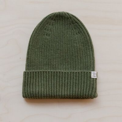 Cashmere & Merino Kids Beanie in Olive - Large