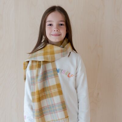 Lambswool Kids Scarf in Rainbow Check