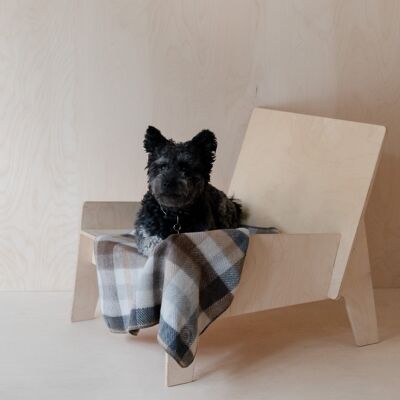Recycled Wool Small Pet Blanket in Neutral Herringbone Check