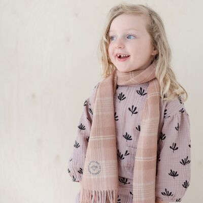 Lambswool Kids Scarf in Pink Check
