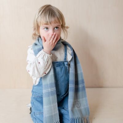 Lambswool Kids Scarf in Blue Check