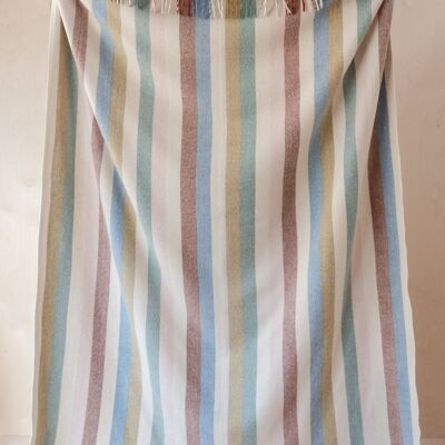 Recycled Wool Blanket in Rainbow Stripe