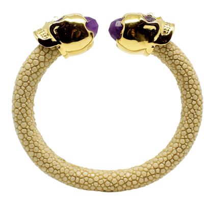 BRACCIALE TESCHIO IN GALUCHAT BEIGE