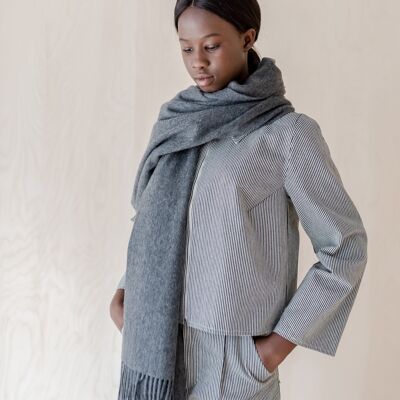 Cashmere Blanket Scarf in Charcoal Melange