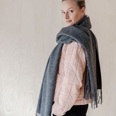 Lambswool Oversized Scarf in Charcoal Melange