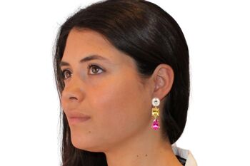 BOUCLES D'OREILLES ROSE AVEC TOPAZE BLANCHE, CITRINE ET TOPAZE ROSE 2