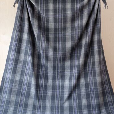 Recycled Wool King Size Blanket in Persevere Flint Grey Tartan