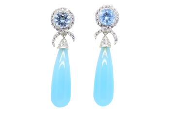 BOUCLES D'OREILLES CASILDA AVEC TOPAZE BLEUE ET CHALCEDONIA 1