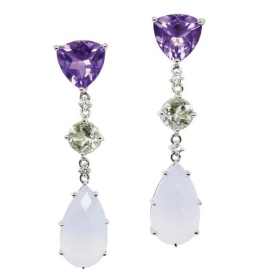 EVELINE OHRRINGE MIT AMETHYST UND CHALCEDONIA